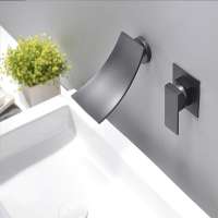 Wholesale and Retail Wall Mounted Waterfall Bathroom Faucet Chrome Brass Spout Vanity Sink MixerTap Single Handle Hot Cold Water